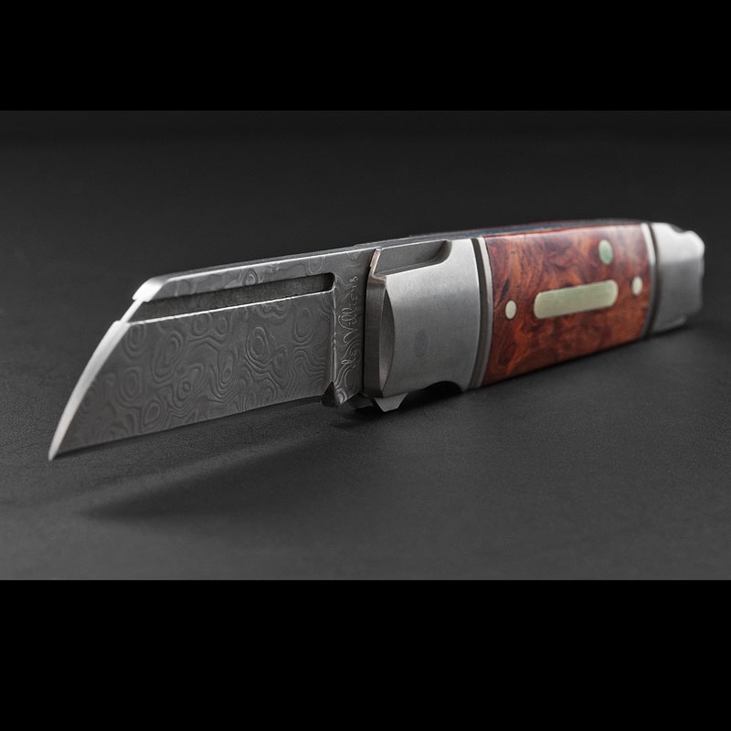 Andre de Villiers Micro Butcher Burlwood Damast Folding Knife