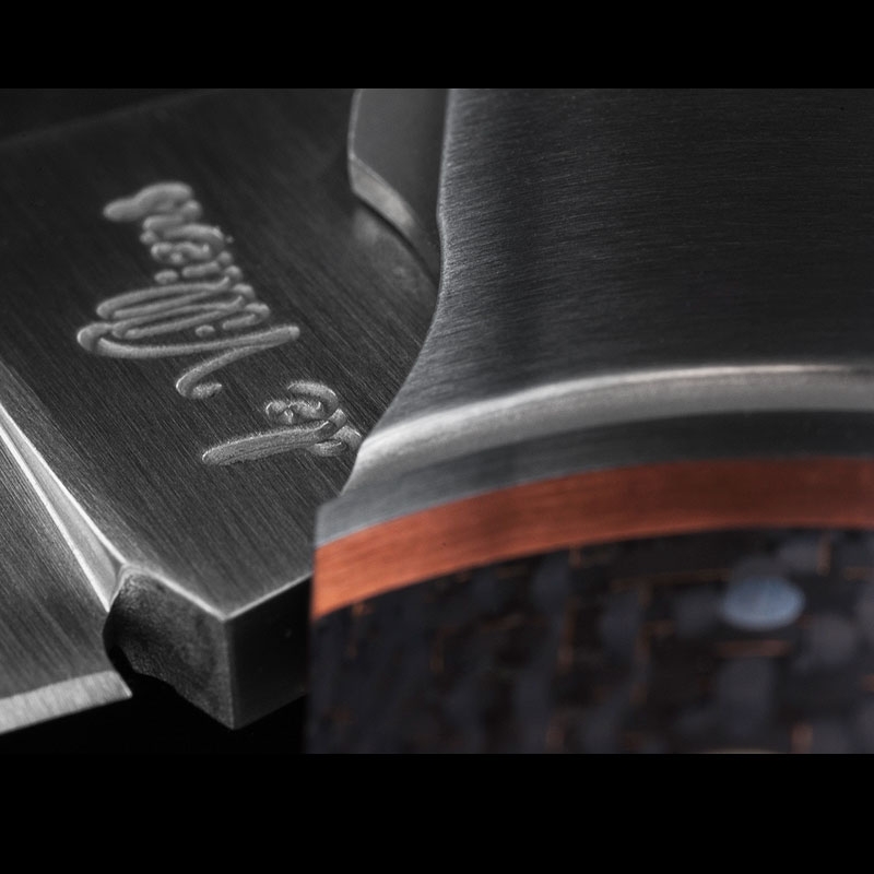 Andre de Villiers Pocket Butcher Carbon Fibre Copper Folding Knife