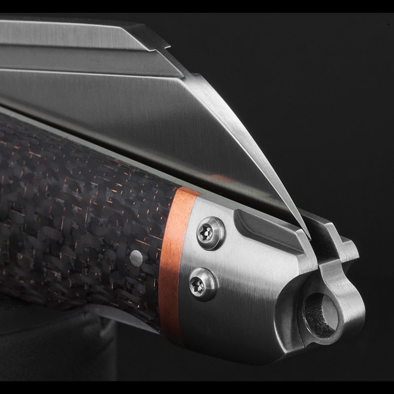 Andre de Villiers Pocket Butcher Carbon Fibre Copper Folding Knife