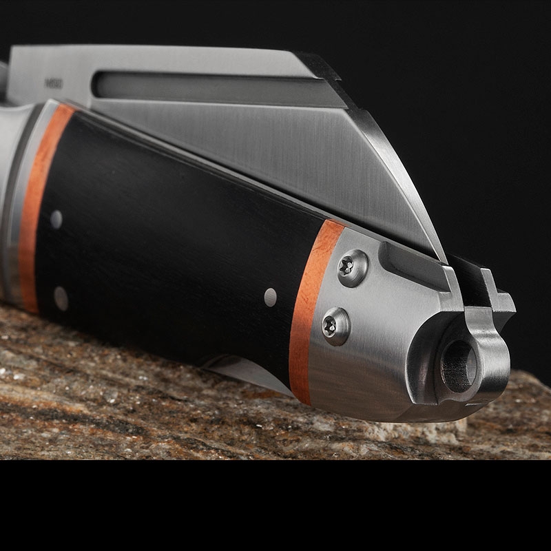 Andre de Villiers Pocket Butcher Ebony Copper Backlock Folding Knife