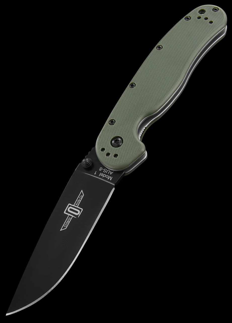 Ontario RAT 1 AUS 8 Black Folding Knife - Heinnie Haynes