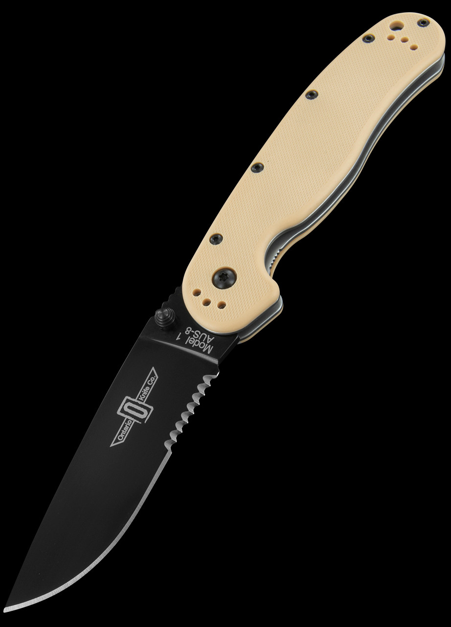 Ontario RAT 1 AUS 8 Black Folding Knife - Heinnie Haynes