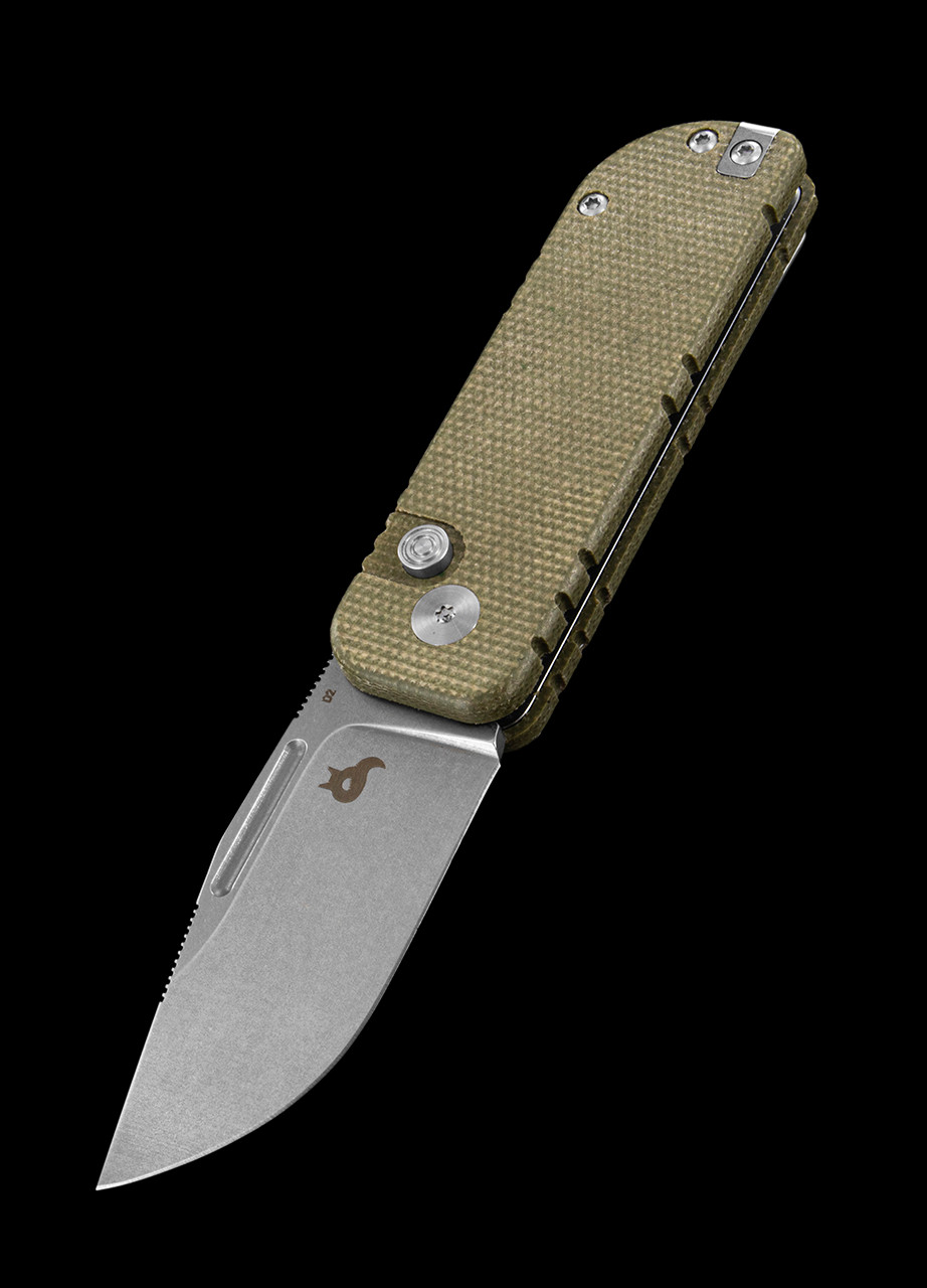 Black Fox Nu-Bowie Folding Pocket Knife, Brown Canvas Micarta