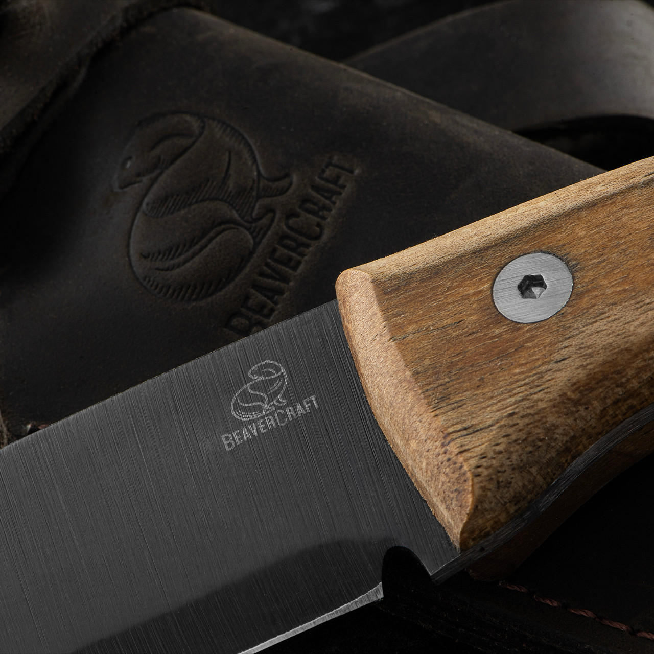 BeaverCraft Bushcraft Knife Full Tang with Leather Sheath Fixed