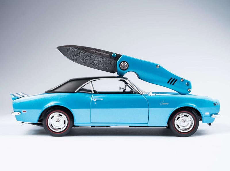 Boker American Muscle Car Damascus Folding Knife