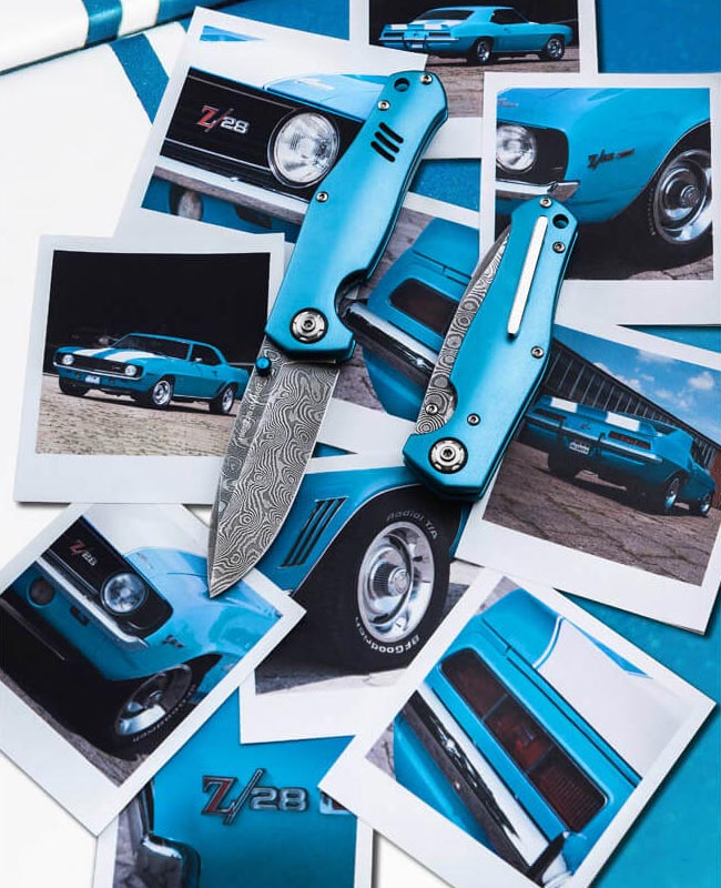 Boker American Muscle Car Damascus Folding Knife