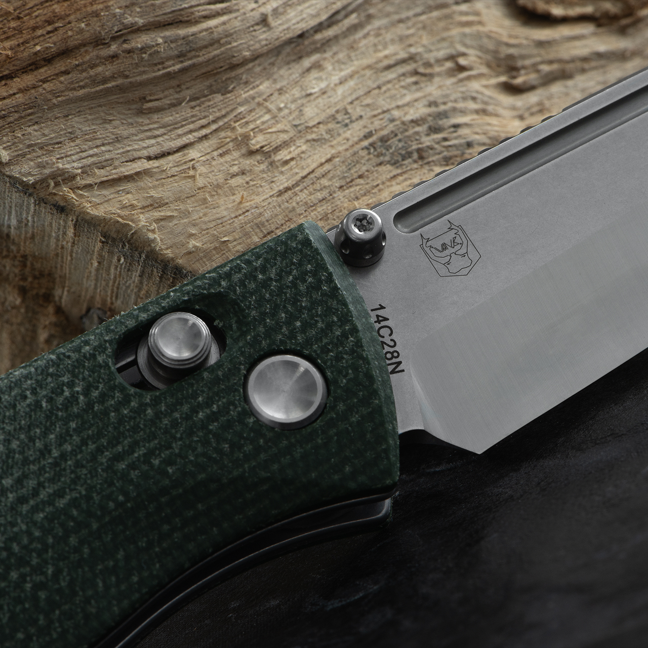 Real Steel Sacra Green Micarta Pocket Knife - Stonewash Plain