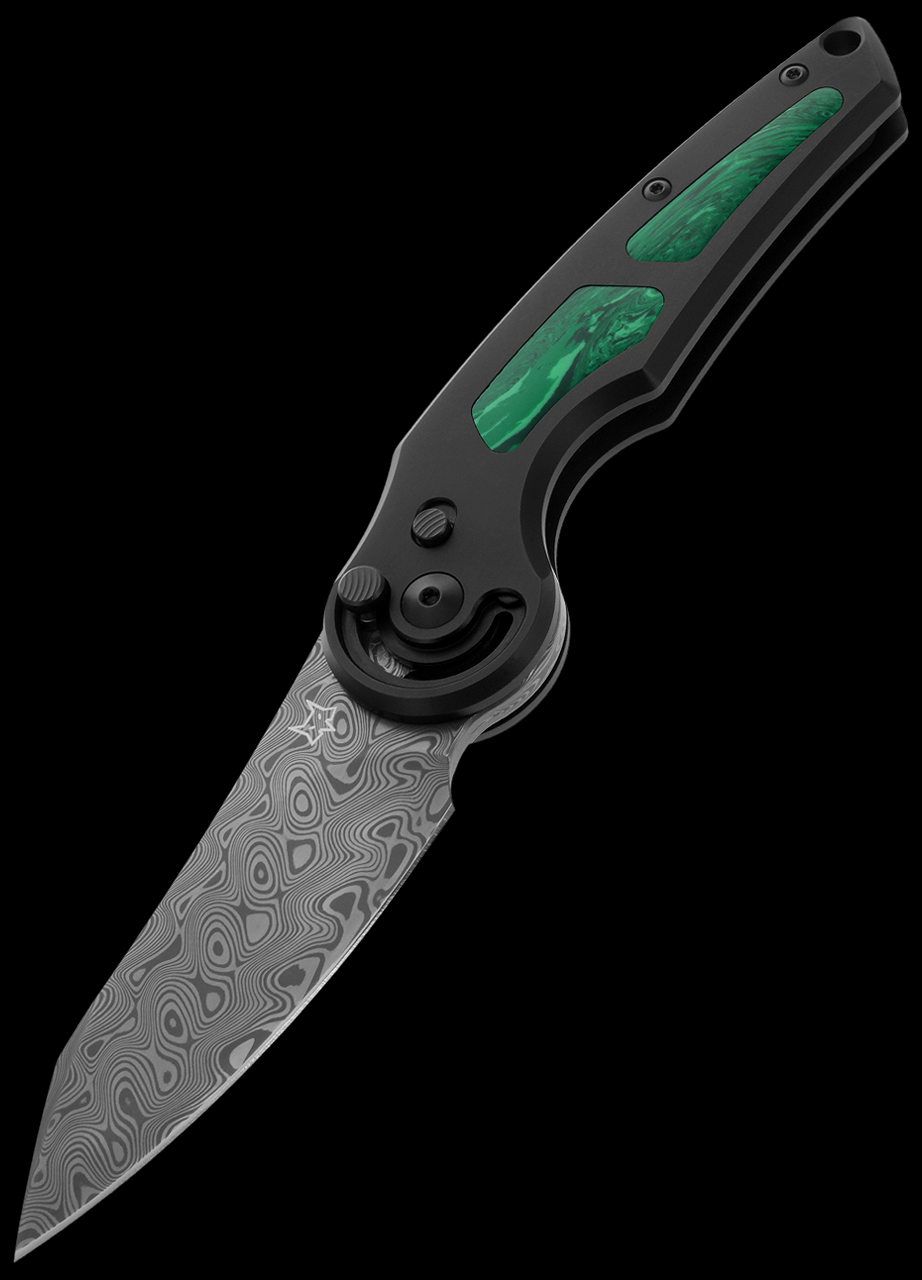 Fox Jupiter Titanium Damascus Malachite Folding Knife