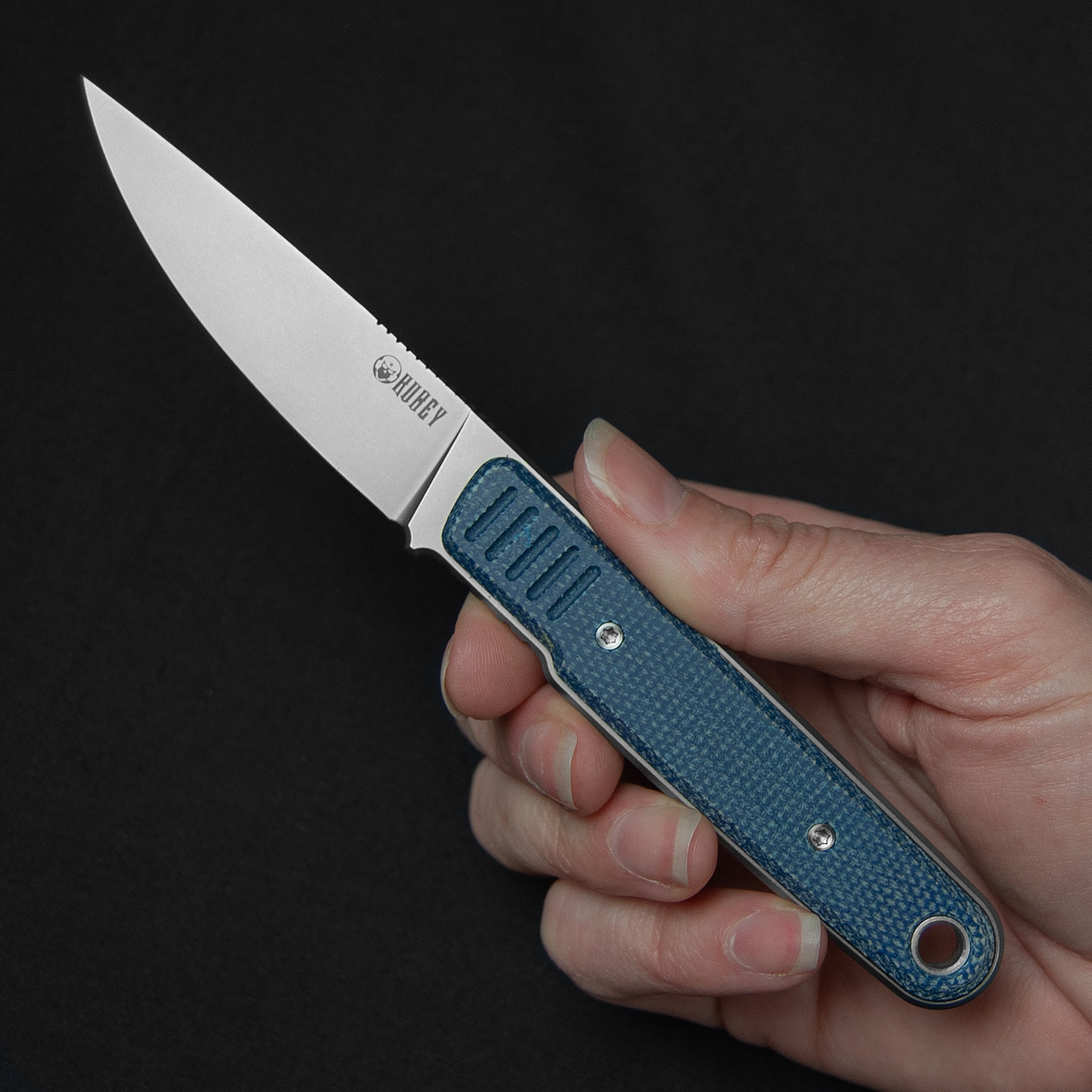 Kubey JL Blue Micarta Fixed Blade
