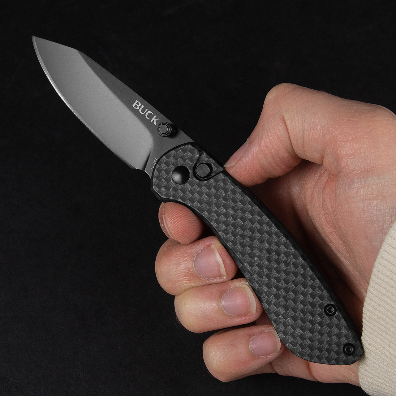 Buck Mini Sovereign Button Lock Carbon Fibre Folding Knife