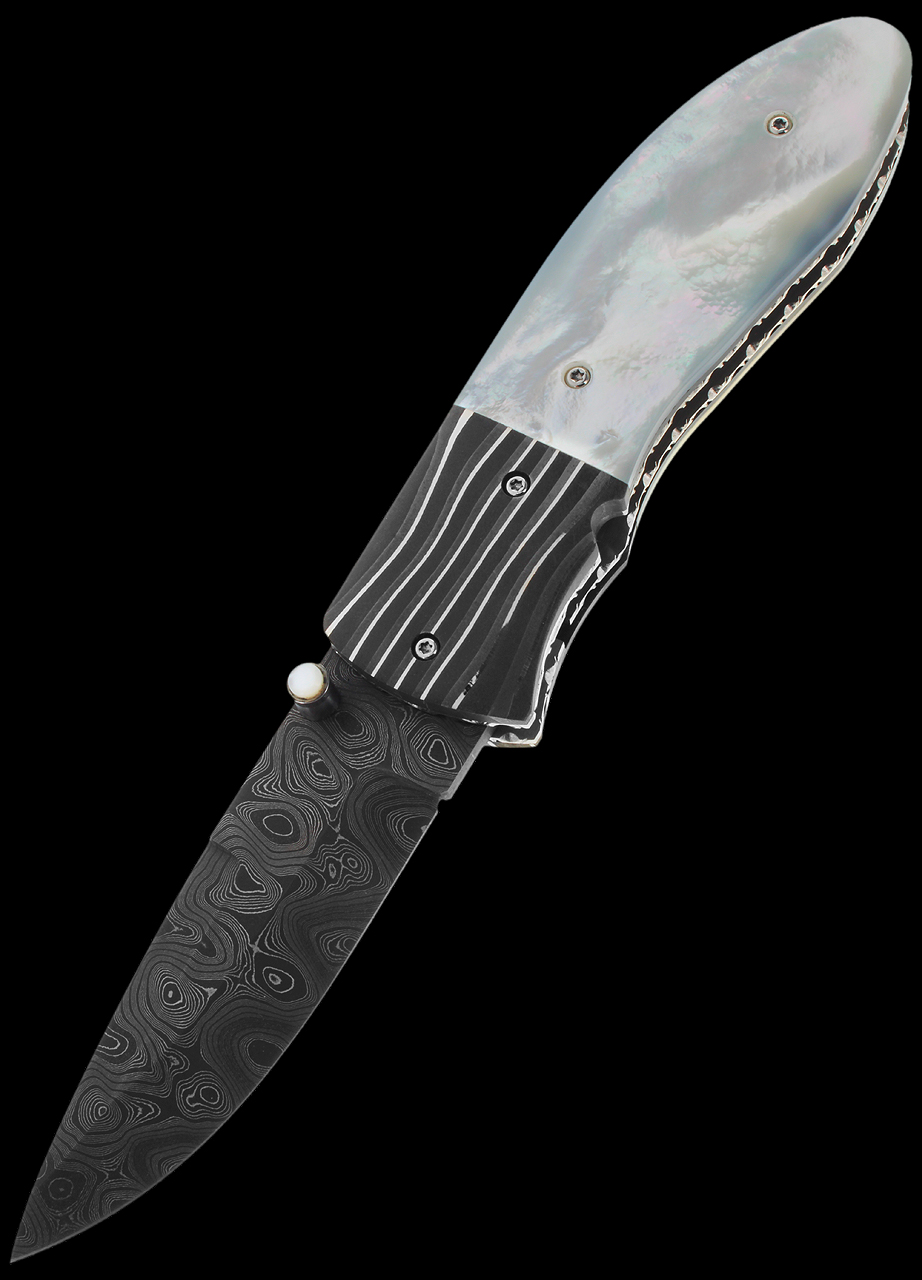 David Steier Mother of Pearl Damascus Custom Knife