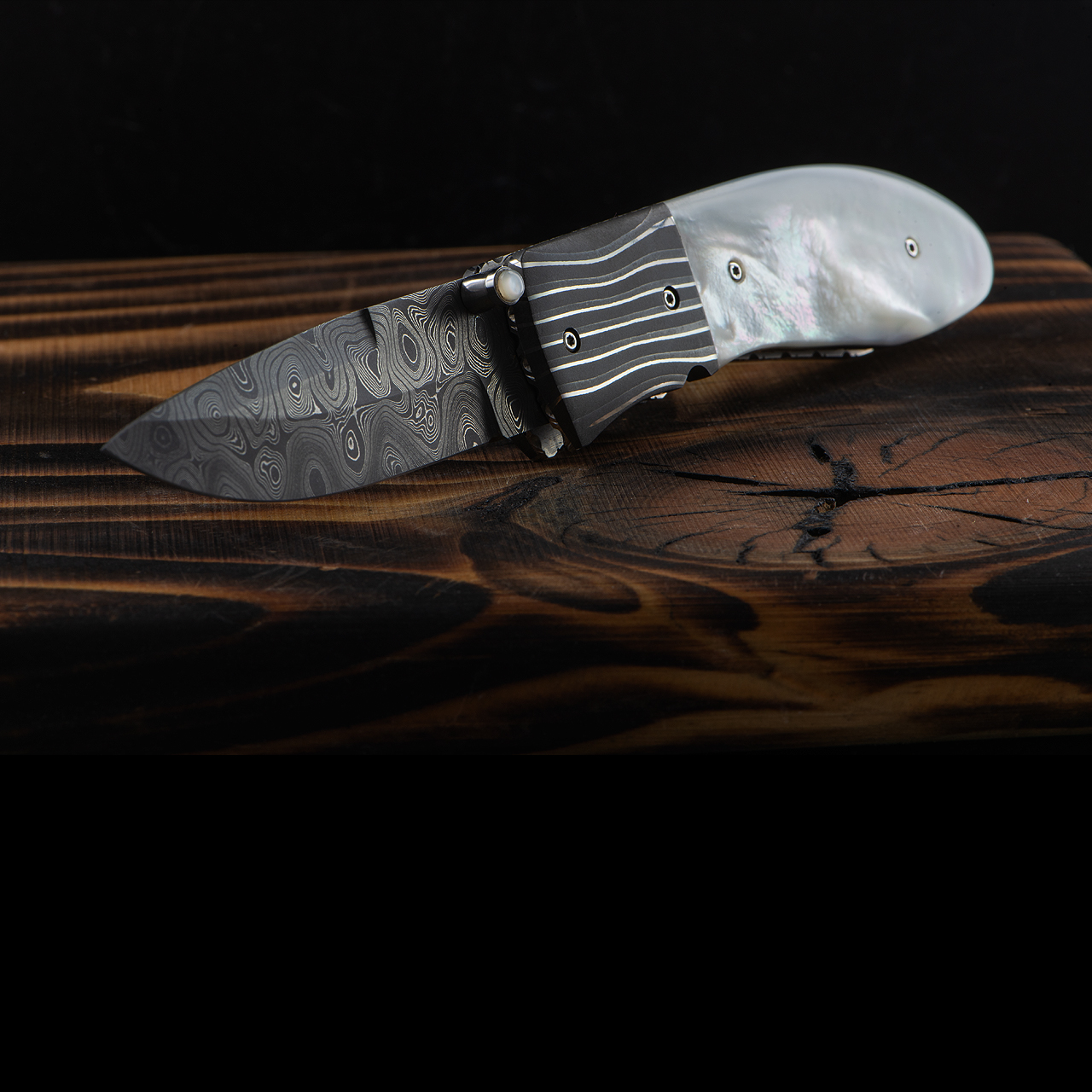 David Steier Mother of Pearl Damascus Custom Knife