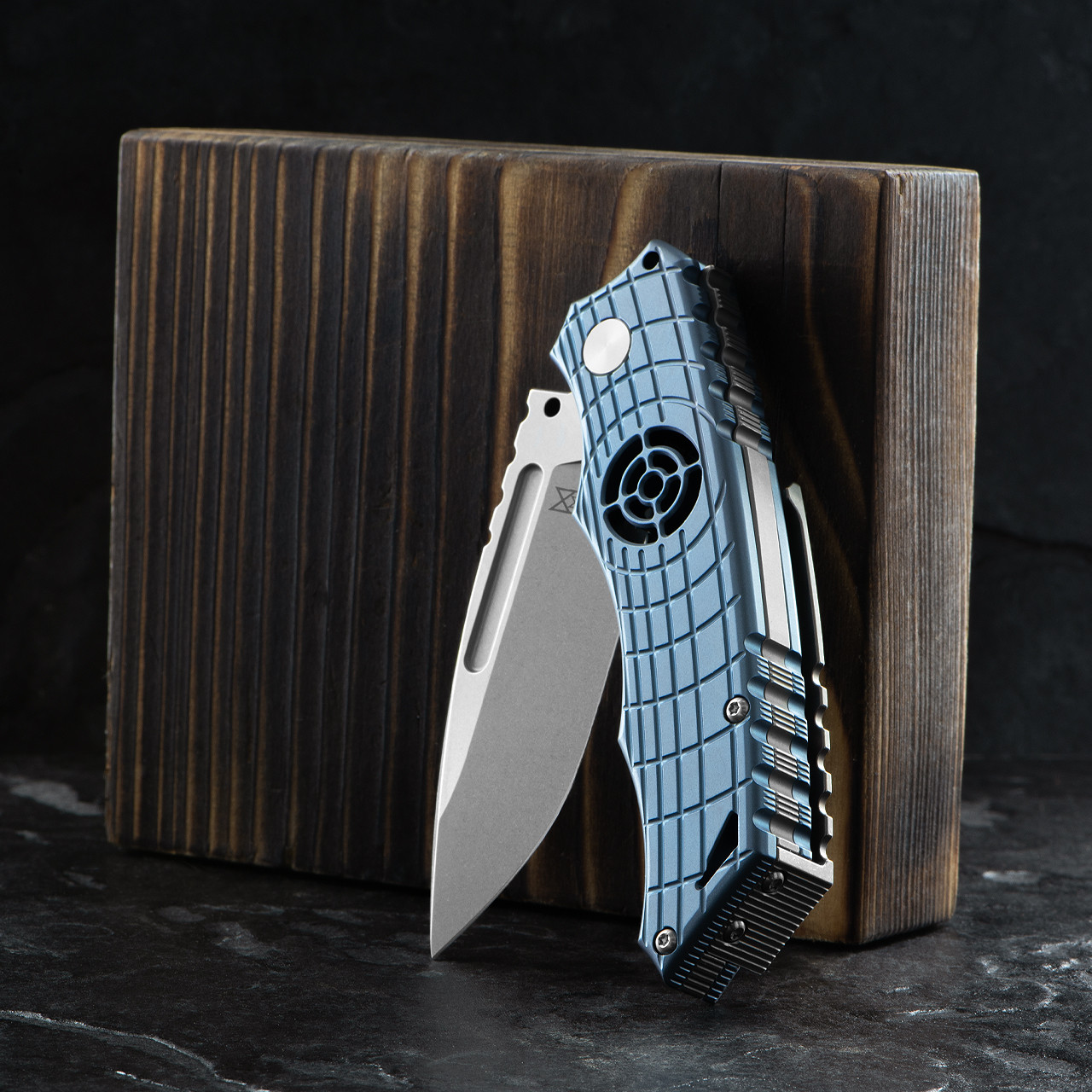 Midgards-Messer Shield Sights Blue Folding Knife