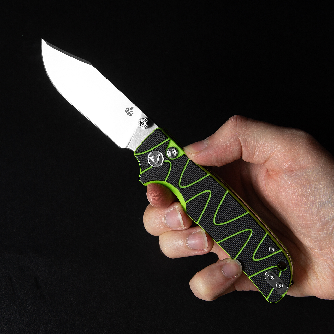 QSP Kali G10 Neon Stonewashed Folding Knife Green