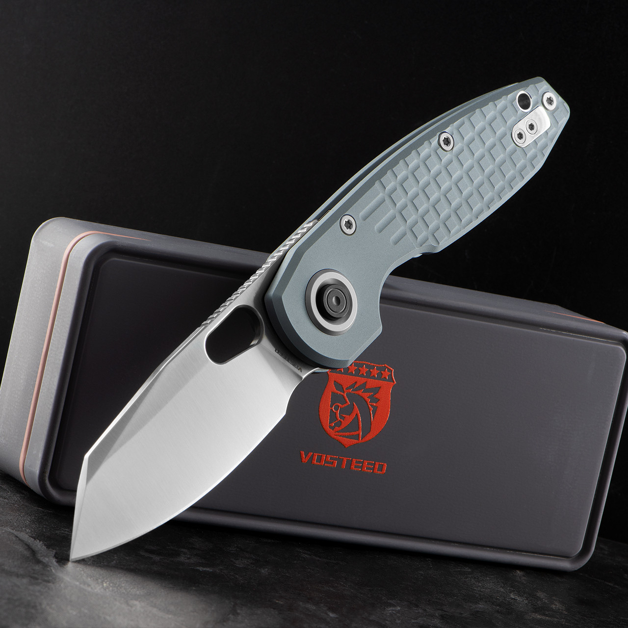 Vosteed Ankylo Vanchor Lock Gray Folding Knife | Heinnie Haynes