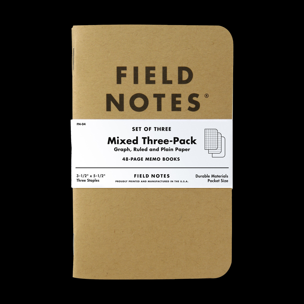 Field Notes Original Mixed 3-Pack (1 Graph, 1 Ruled, 1 Plain