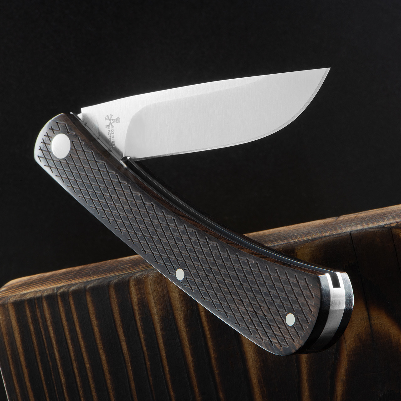 RoseCraft Overall Creek Farm Hand Black Sandalwood Folding Knife