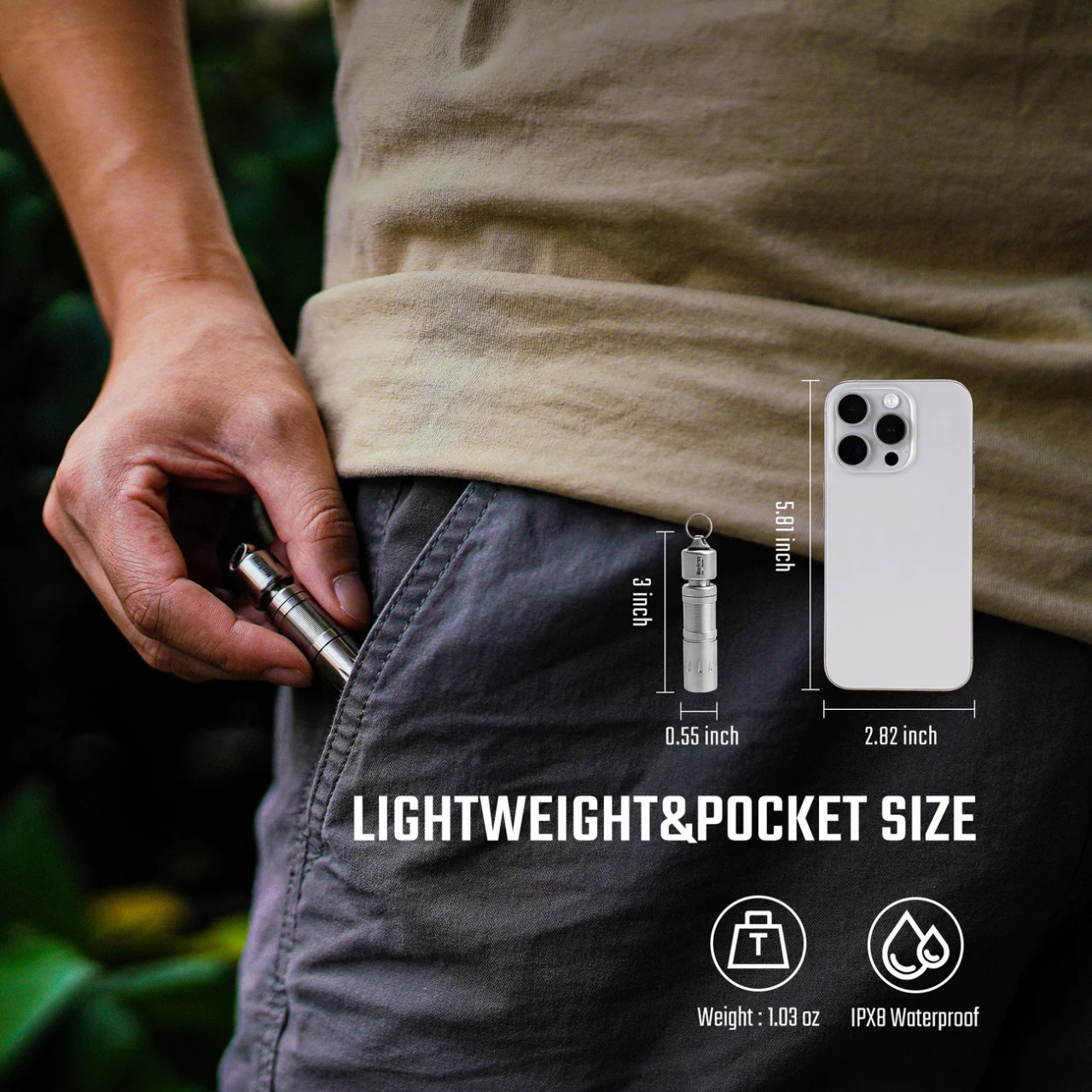 MecArmy X6 Mini Titanium Keychain Flashlight Sandblasted