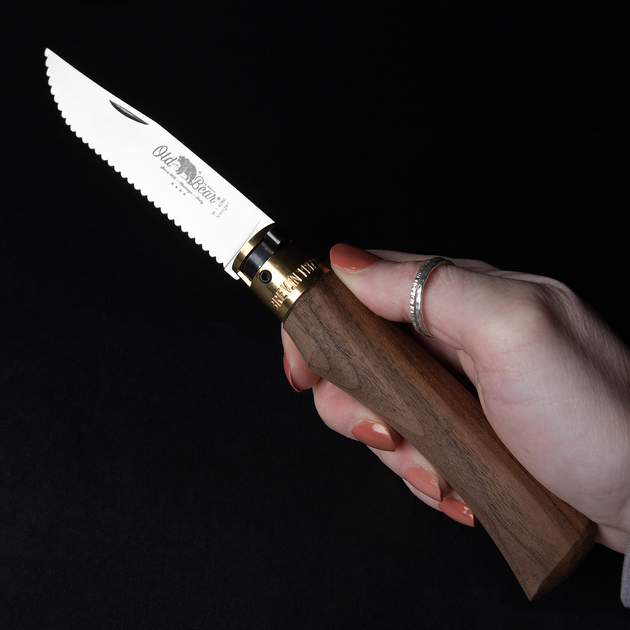 Antonini Old Bear Walnut Serrated Folding Knife XL