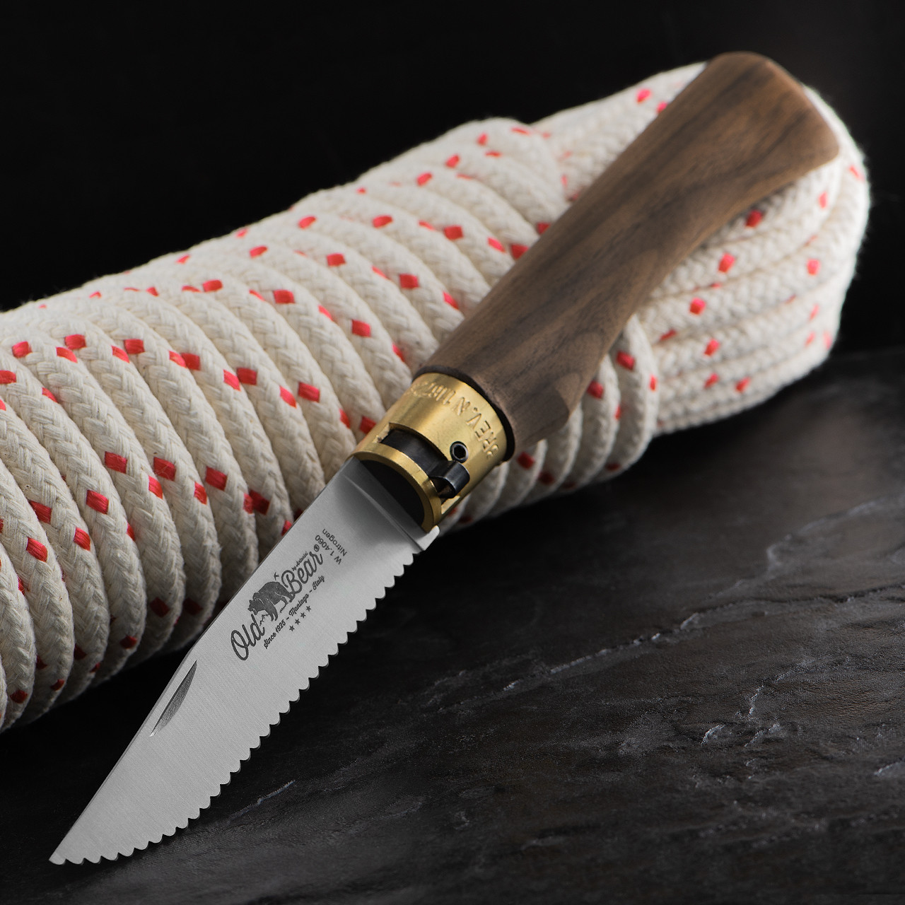 Antonini Old Bear Walnut Serrated Folding Knife XL