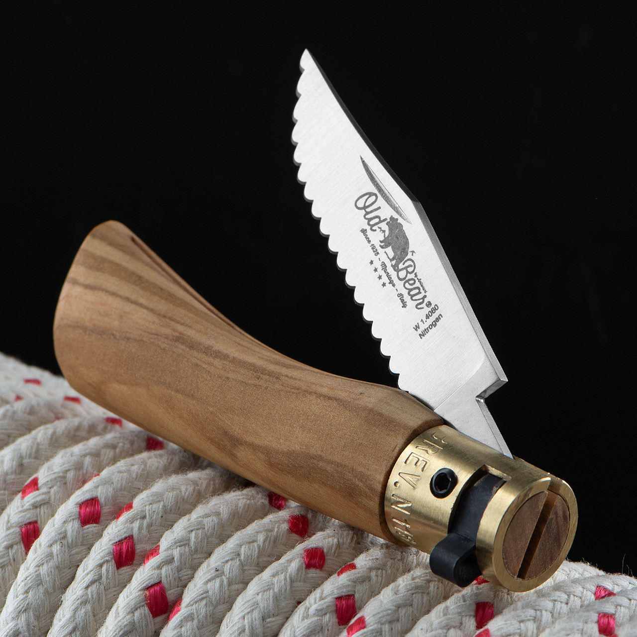 Antonini Old Bear Olive Serrated Folding Knife XS