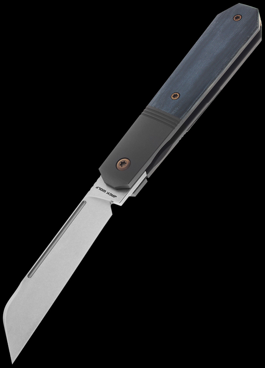 Jack Wolf After Hours Jack Blue Linen Micarta Folding Knife