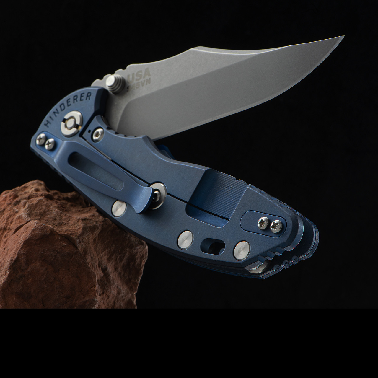 Hinderer XM-18 3.5" Bowie G10 Black/Blue Folding Knife