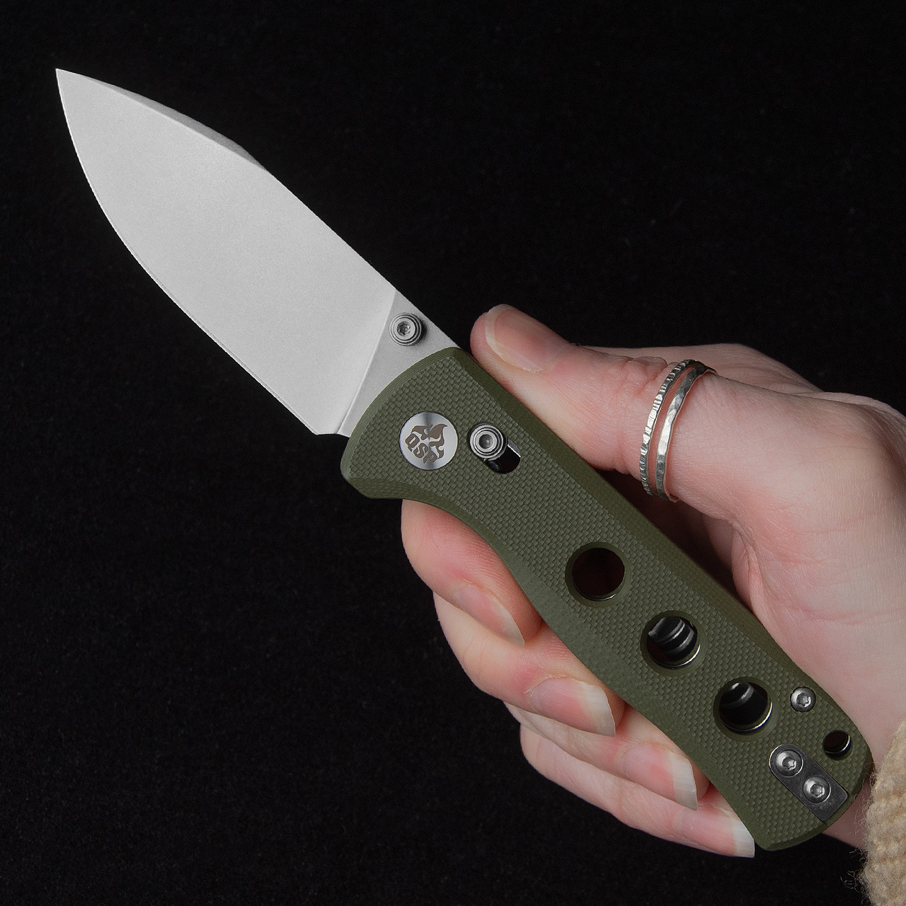 QSP Canary Glyde G10 Stonewashed Folding Knife Olive Green