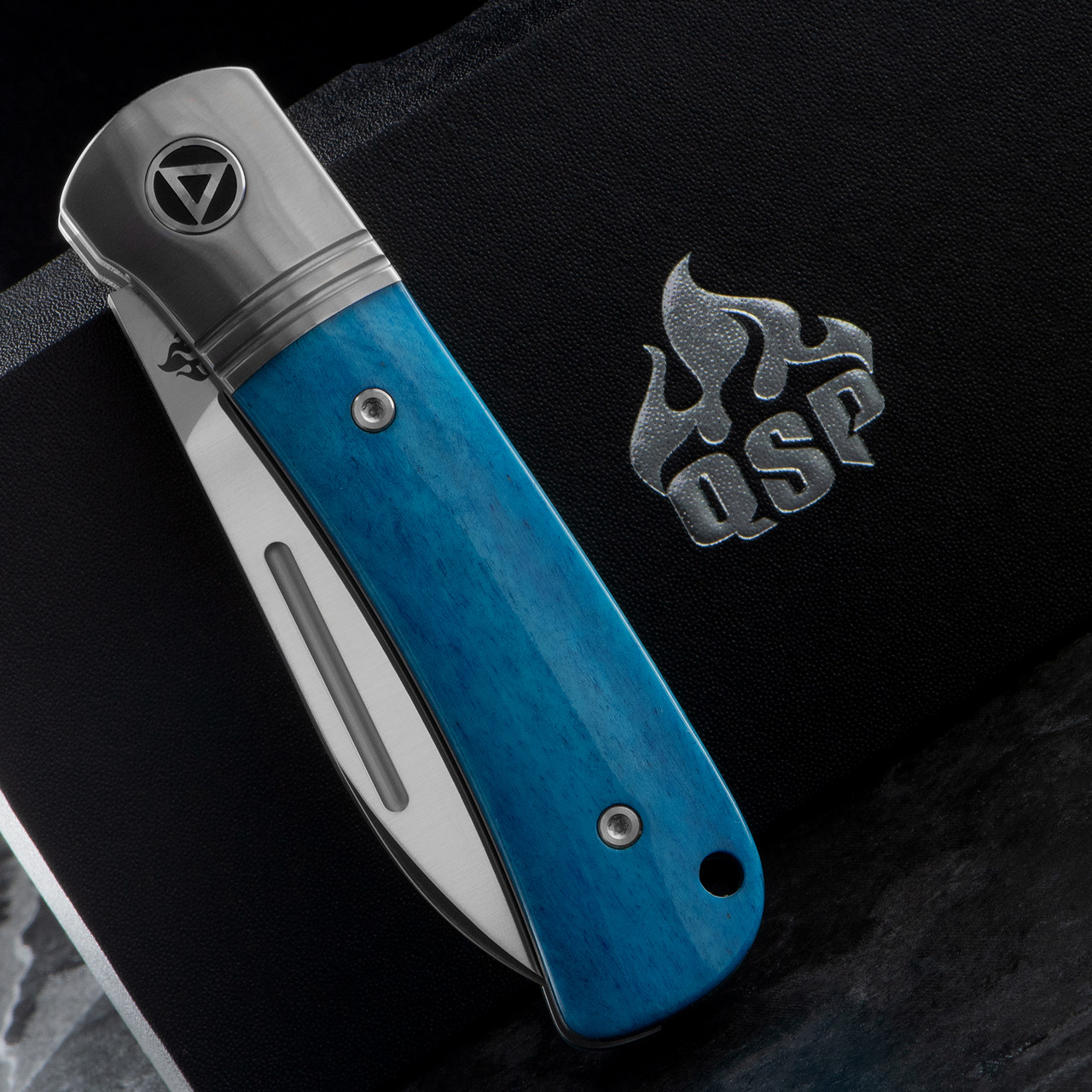 QSP Hedgehog Spear Point Blue Bone Folding Knife