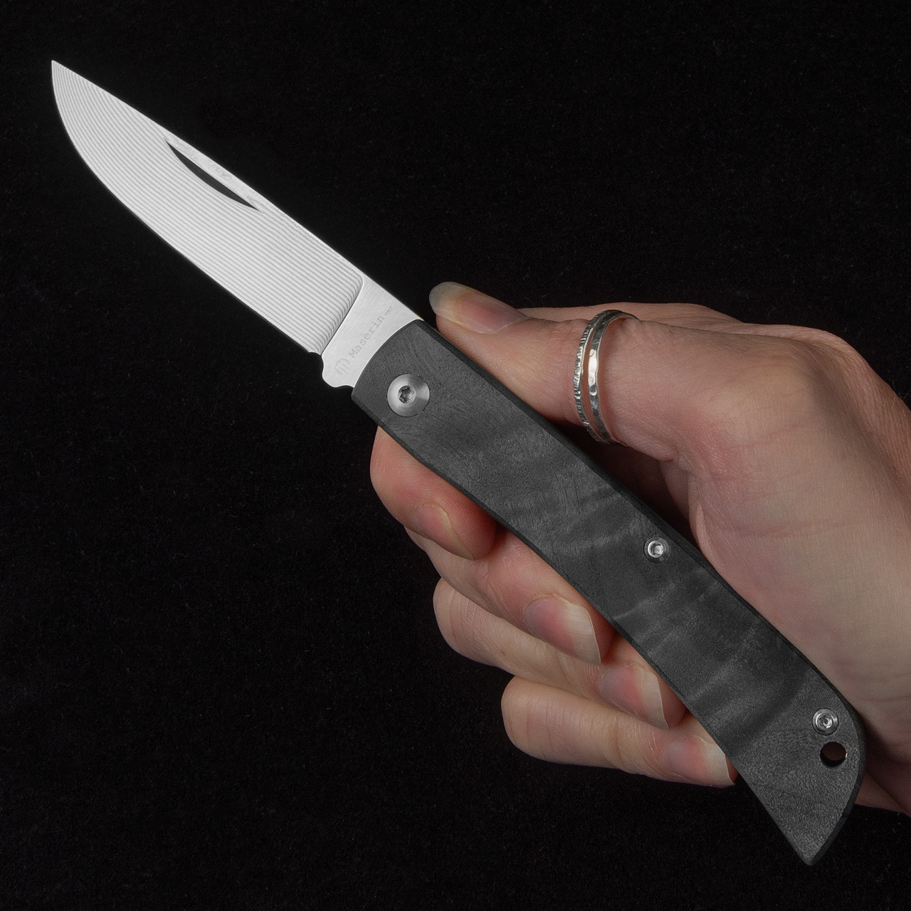 Maserin Scout Poplar Wood Black Damascus