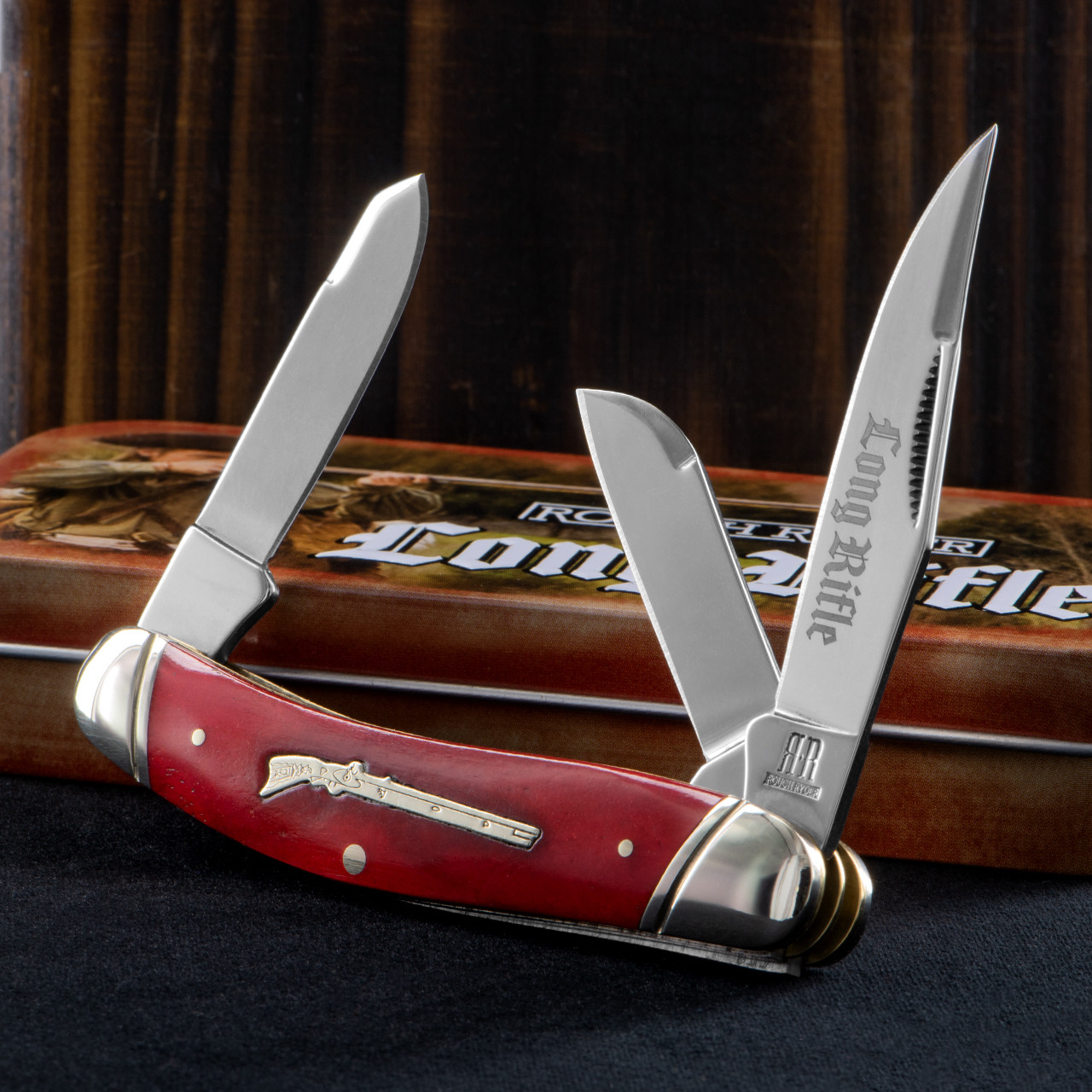 Rough Ryder Long Rifle Red Bone Sowbelly Folding Knife