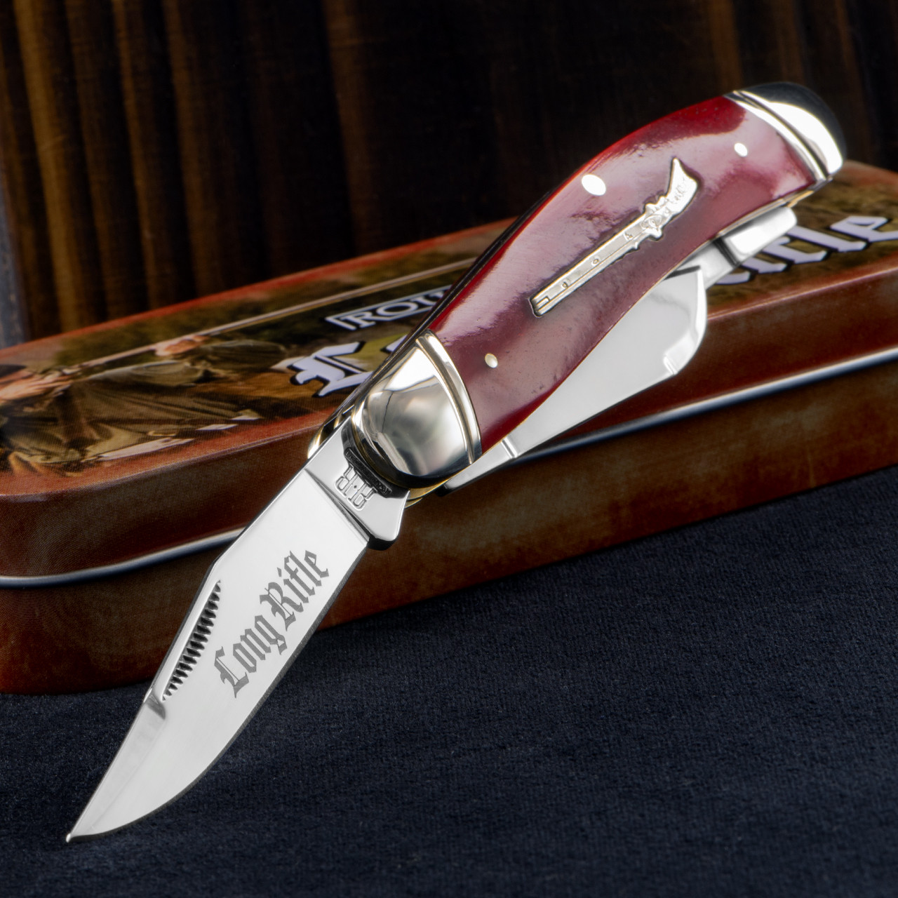 Rough Ryder Long Rifle Red Bone Sowbelly Folding Knife