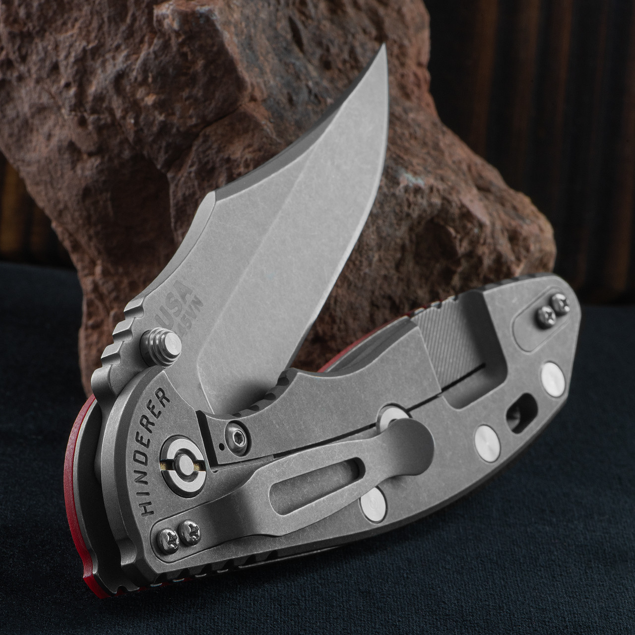 Hinderer XM-18 NF Bowie G10 Red Folding Knife