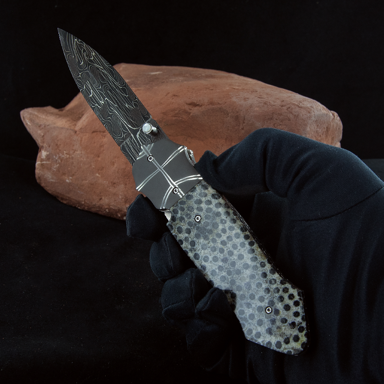 David Steier Custom Knives Coral Folding pocket knife