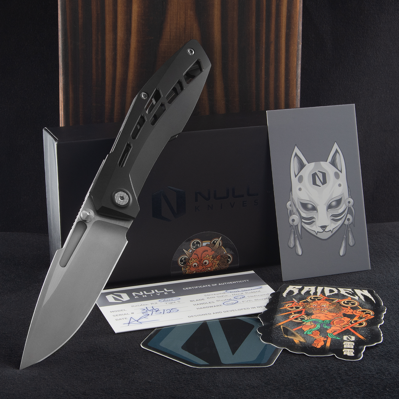 Null Raiden R2 Aero Dark Stonewashed Folding Knife