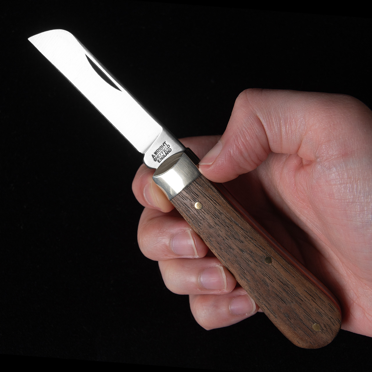 A Wright Sheepsfoot Walnut Heinnie Exclusive Folding Knife