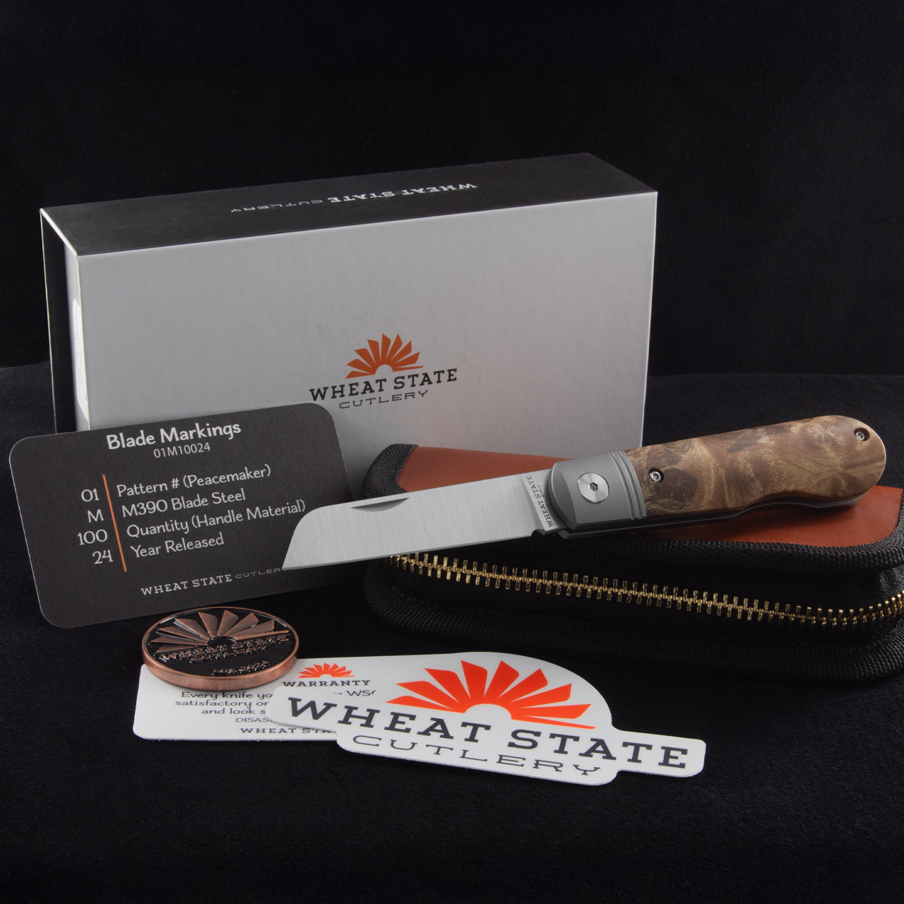 Wheat State Cutlery Peacemaker Burl Wood Folding Knife