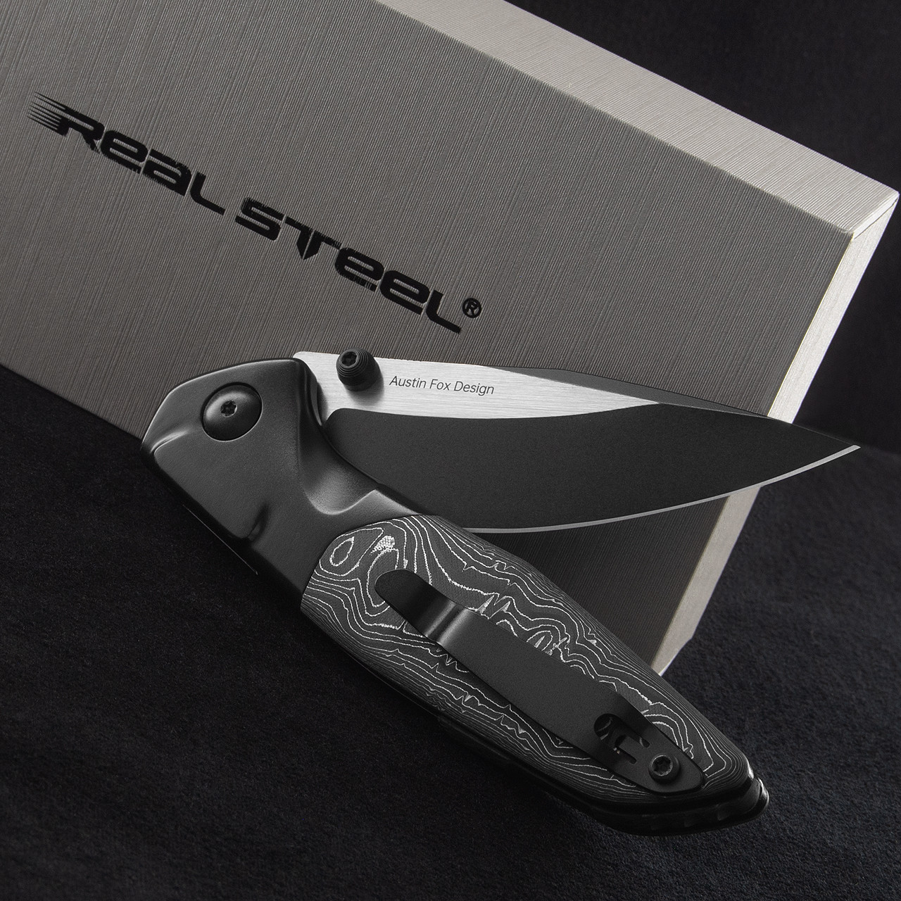 Real Steel Hoeft Aluminium Foil Carbon Fibre Folding Knife