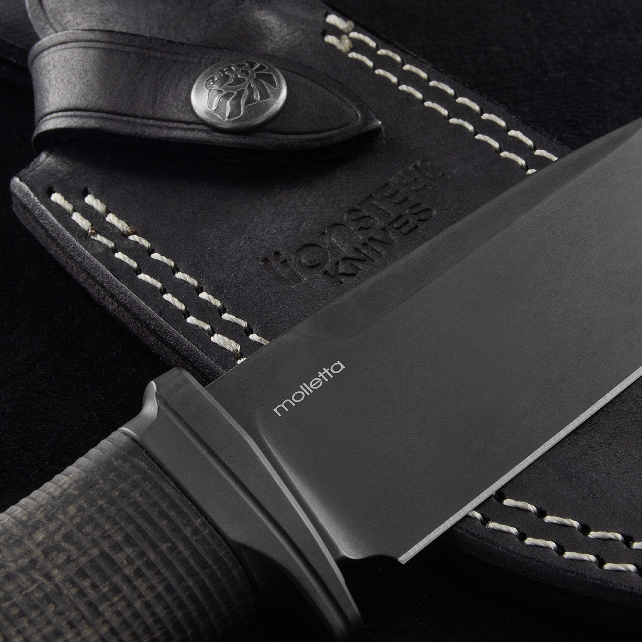 Lionsteel Acha Black Burlap Micarta DLC Fixed Blade