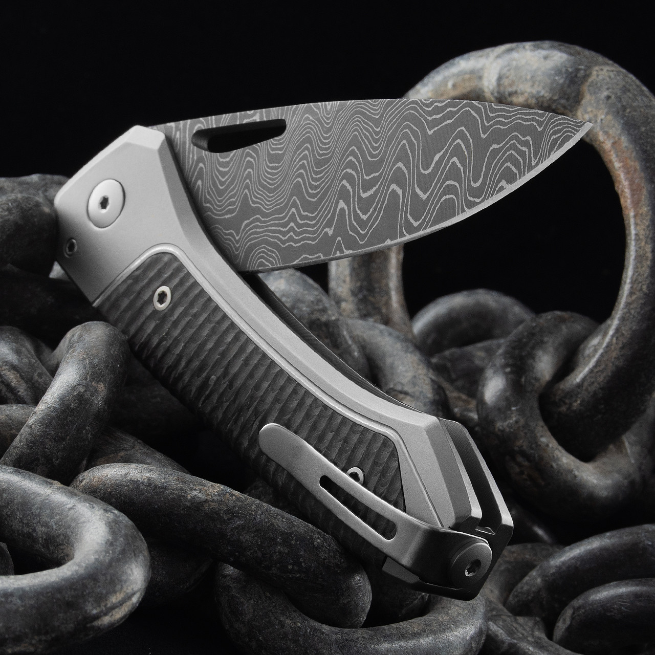 Lionsteel Twain Damasteel Folding Knife