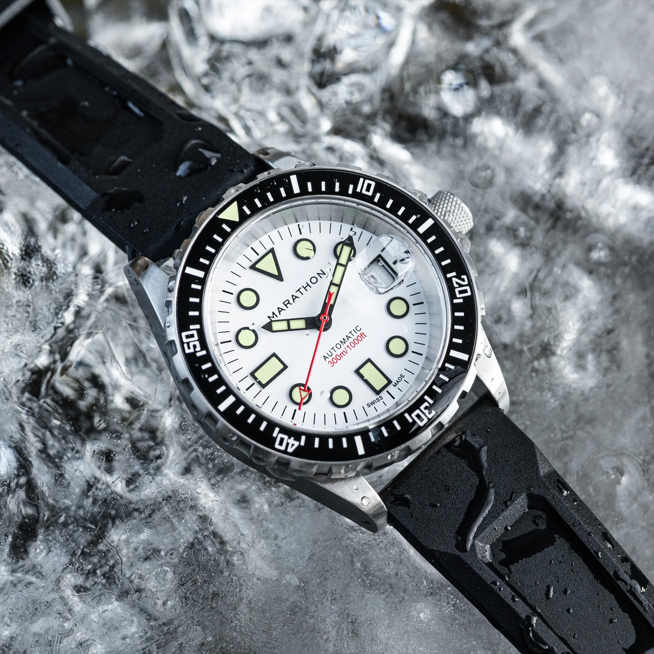 Marathon 41mm Diver's Auto OSAR Arctic Watch | Rubber Strap