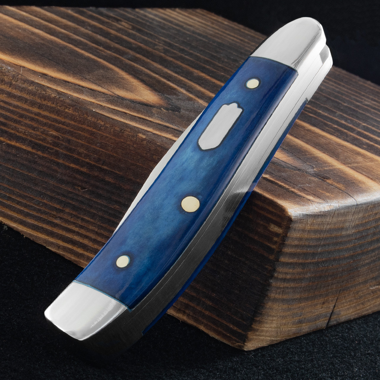 RoseCraft Piney River Peanut Vintage Blue Bone Folding Knife