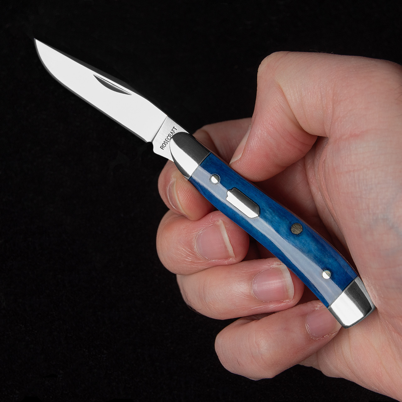 RoseCraft Piney River Peanut Vintage Blue Bone Folding Knife