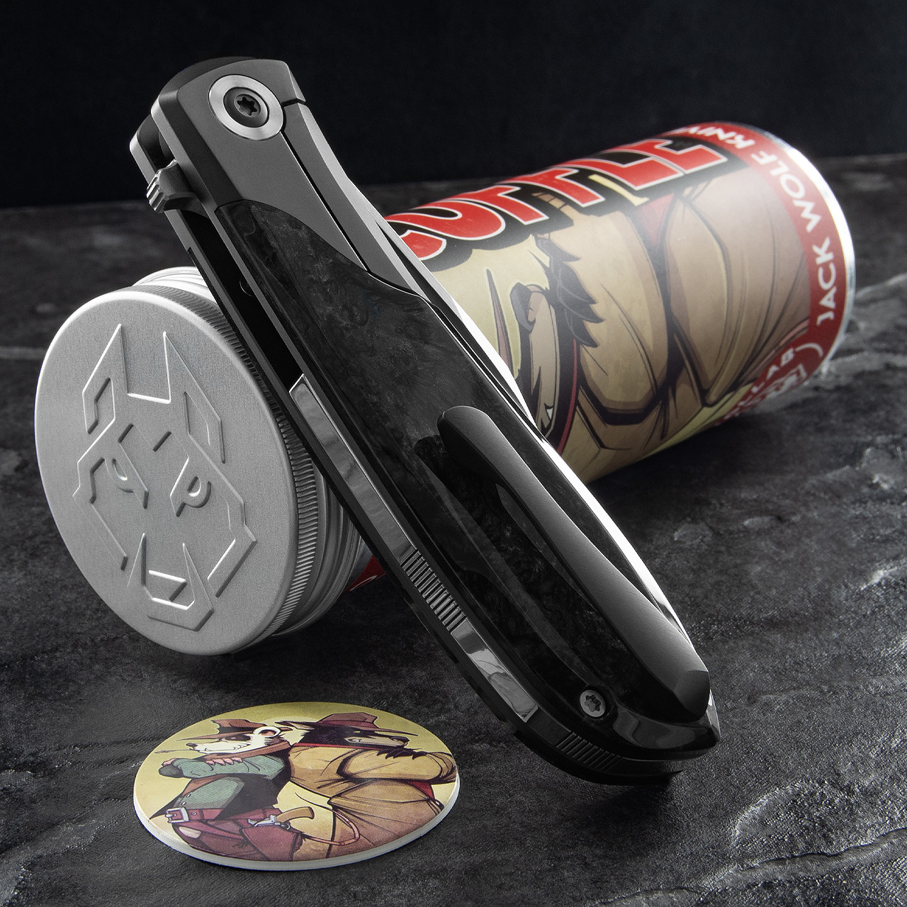 Jack Wolf Scuffle Kirinite Black Ice Folding Knife