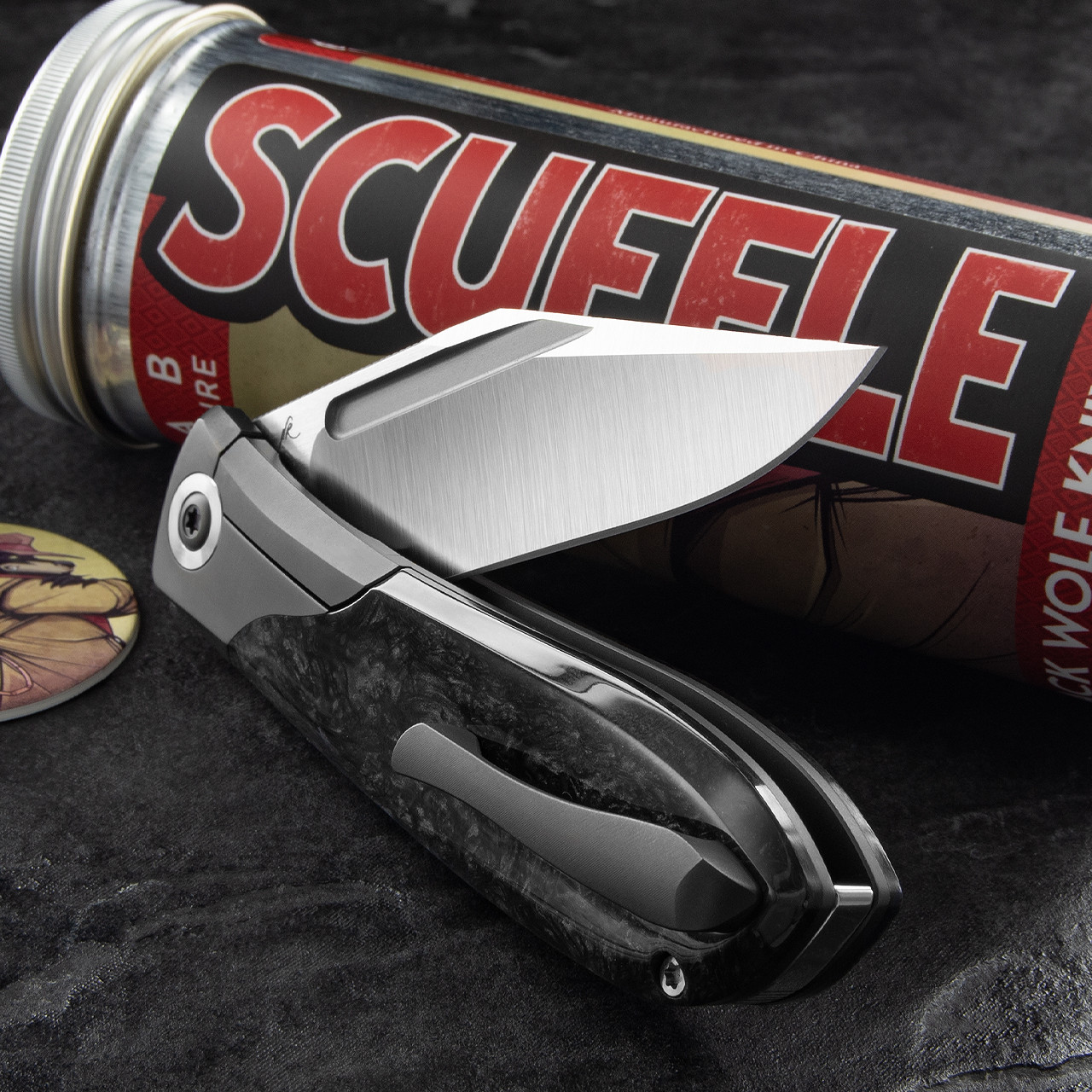 Jack Wolf Scuffle Kirinite Black Ice Folding Knife