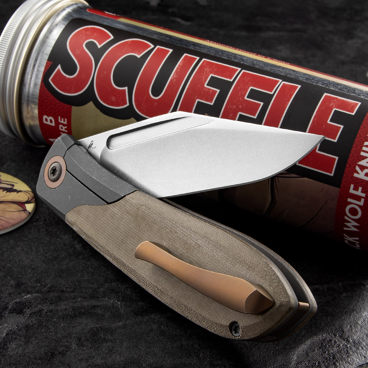 Jack Wolf Scuffle Green Micarta Folding Knife