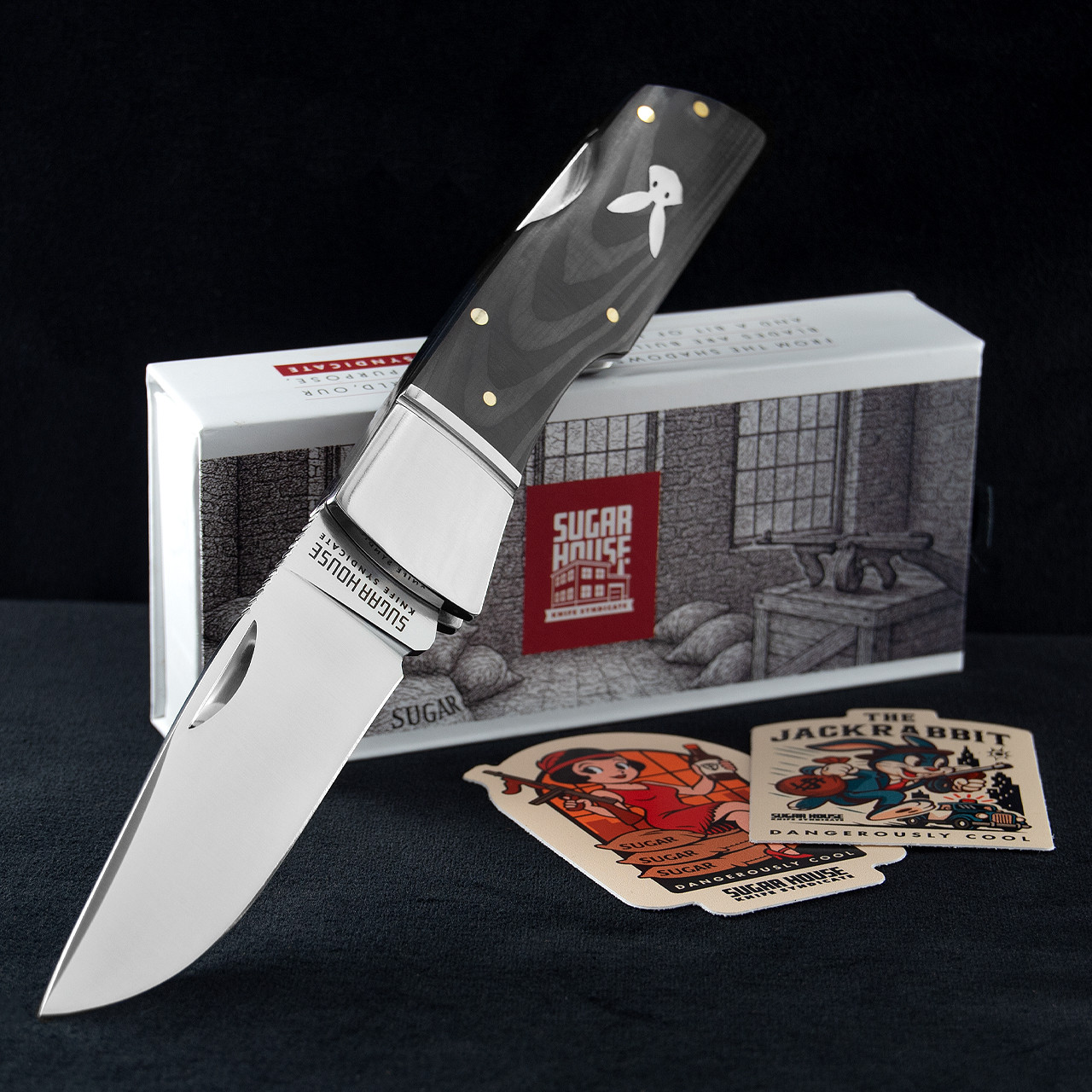 Sugar House Knife Syndicate The Jackrabbit Jazz Stripes Carbon Fibre