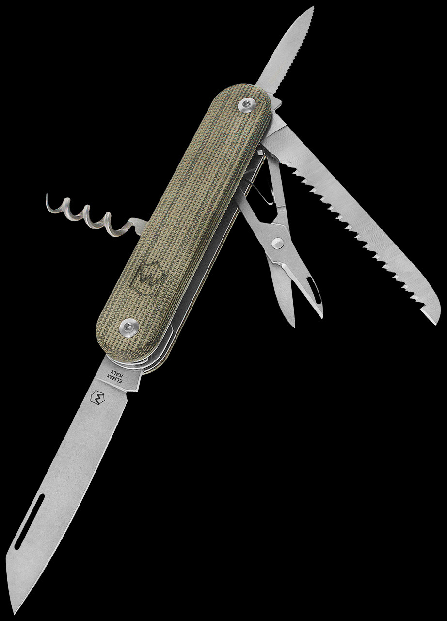 Mercury Duca 5 Burlap Micarta Penknife Green