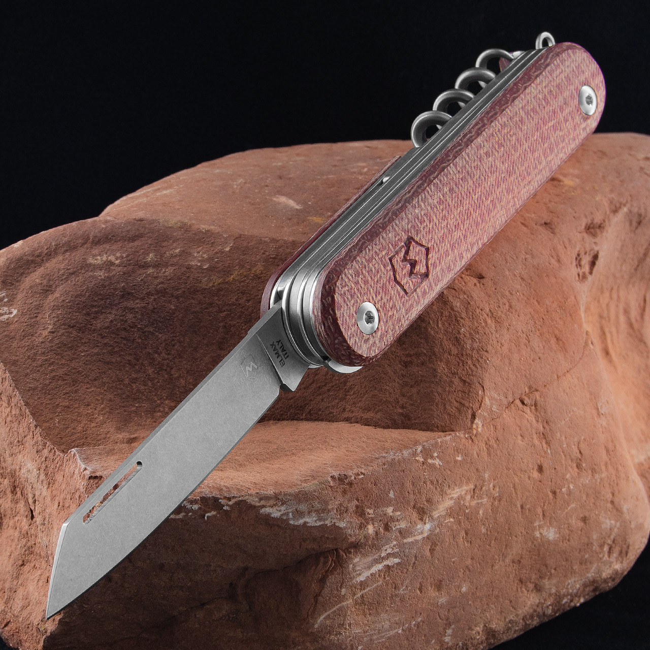 Mercury Duca 5 Burlap Micarta Penknife Red