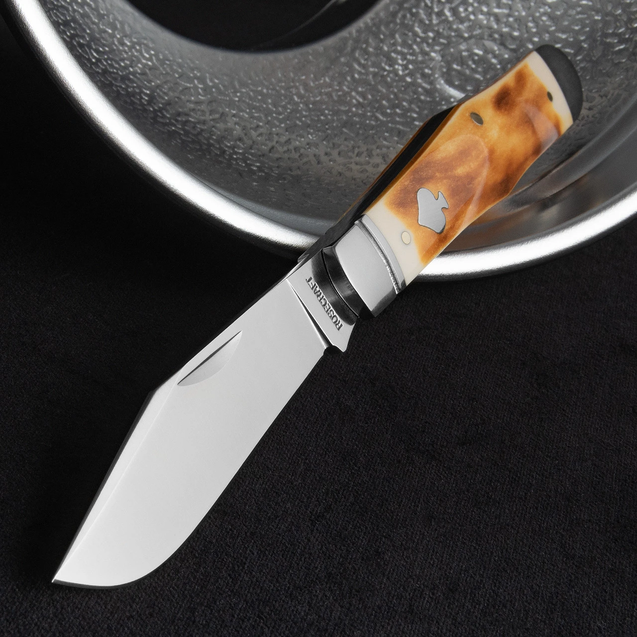 RoseCraft Cumberland Coke Bottle Toasted White Bone Folding Knife